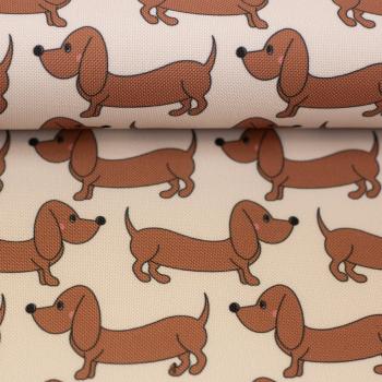 Preview: Outdoorstoff Happy Collection Dackel braun/hellbeige by Swafing von Cherry Picking